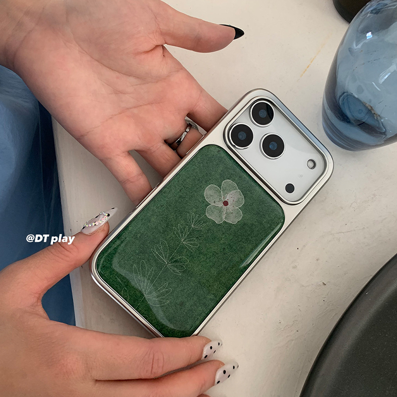 Back Cover Adhesive - Ins Green Chamomile Small Flowers Electroplated