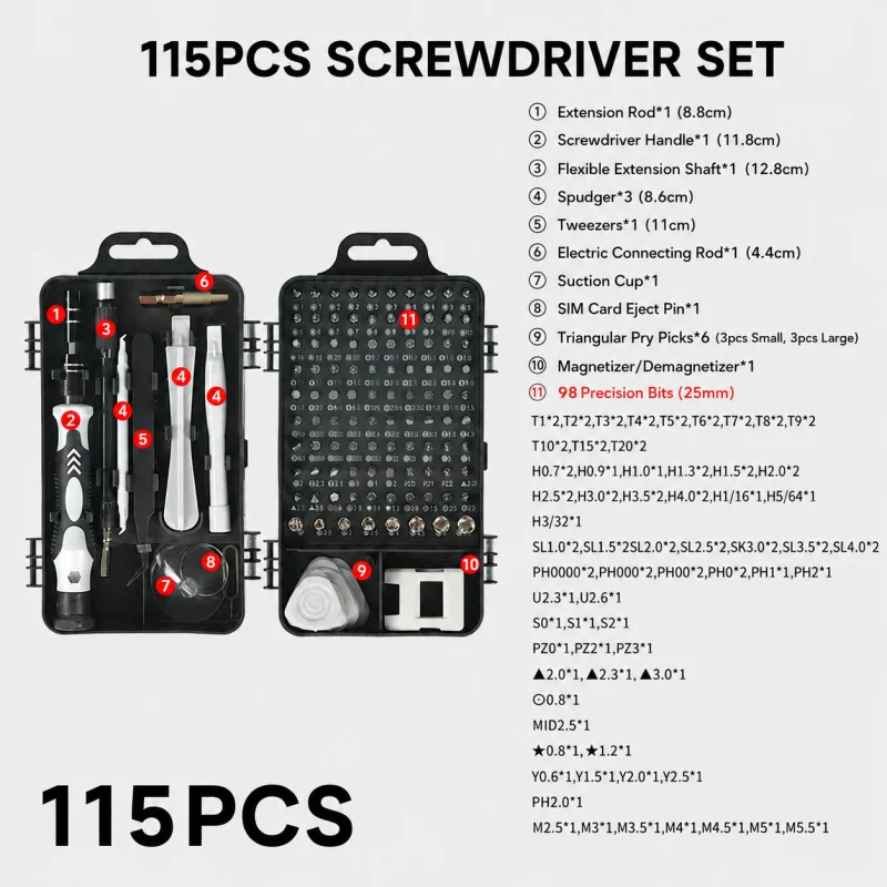 Portable 115in1 Magnetic Screw - Electronics Repair Training recension och pris